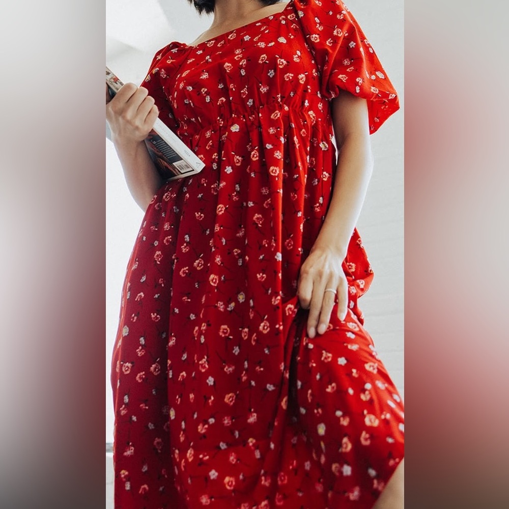 Hayden Red Floral Midi Dress